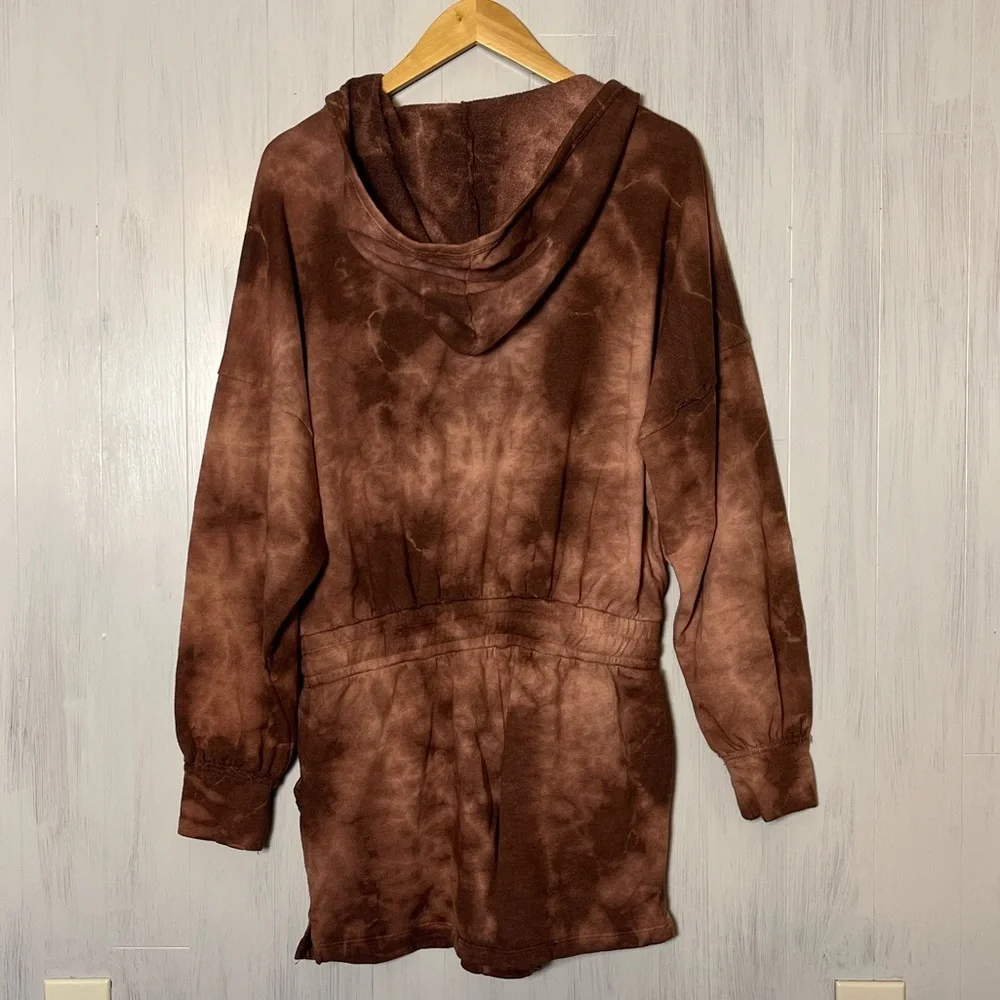 Free‎ People Movement Brown Tie-Dye Hooded Romper Size S